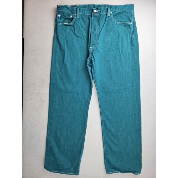 2017 Levi's 501 Coral‎ Blue Men's Denim Jean Pants Shrink To Fit 42x32 Buttonfly - Picture 2 of 10